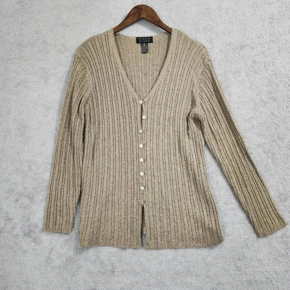 Sigrid Olsen Women's Ribbed Cardigan - Size M - Beige  19CT - Picture 1 of 5